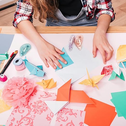 6 Pack Glue Tape, Double Sided Tape Roll for Crafts, Sticky Scrapbook Tape Runner, Scrapbooking Supplies for Crafting Photo Album Cards Journal School Office Gift Wrapping - 0.24IN x 20FT-DeskLoop Office