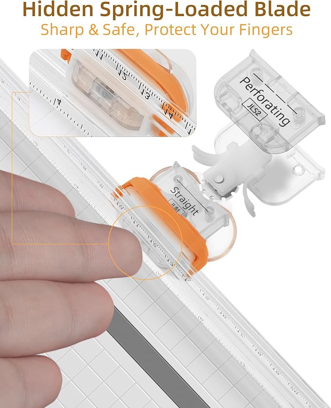 Firbon 3-in-1 Paper Cutter, 9" Compact A5 Paper Trimmer with Straight Cut, Scoring & Perforating Blades for Cardstock, Scrapbooking, Crafting, Labels & Home Office (Orange)-DeskLoop Office