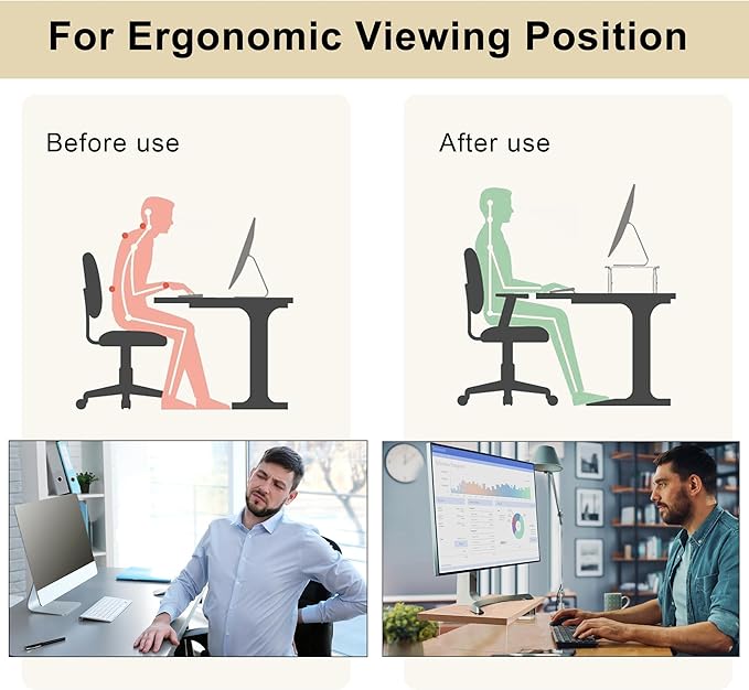 Monitor Stand Riser,Wood & Acrylic Computer Monitor Stand with LED Light,Desk Accessories Desktop Organizer Stand for Computer,Laptop,Printer,PC & TV Screen Riser… (All White)-DeskLoop Office