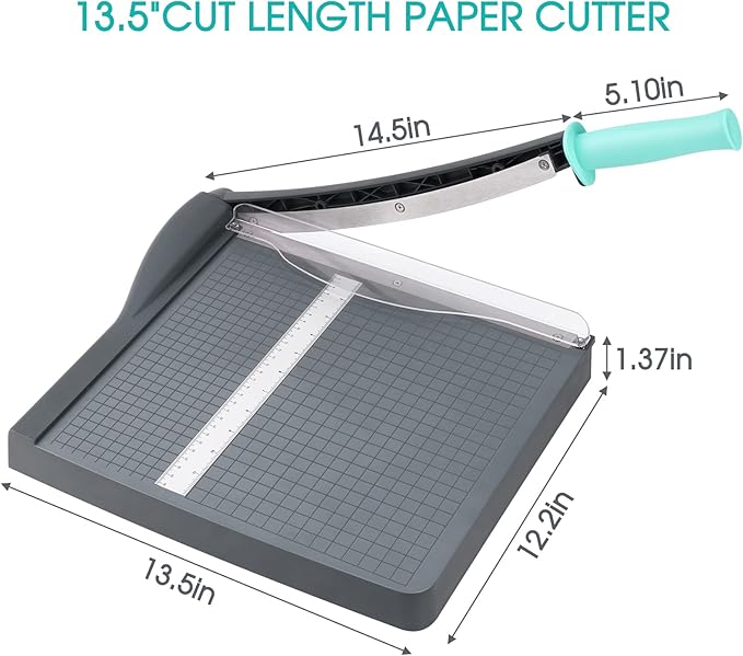 Paper Cutter, Paper Trimmer with Safety Guard, 12" Cut Length Paper Slicer with 16 Sheet Capacity Paper Cutting Board,Guillotine Paper Cutters and Trimmers for Cardstock Cardboard Vinyl (Gray)-DeskLoop Office