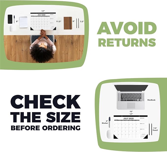 Sproutbrite 18 Month Desk Calendar 17" x 11.5" Medium Size Desktop Monthly Planner with To-Do List and Notes, Home, Office School Desk Calendar (July 1 PACK)-DeskLoop Office