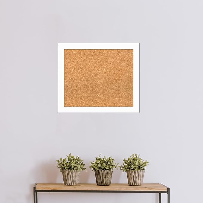 Amanti Art Natural Cork Board for Wall, 23x27 Vision Board with White Frame, Medium Corkboard Office Decor for Home Organization, Casual Corkboard Pinboard to Display Items for Home Organization in-DeskLoop Office