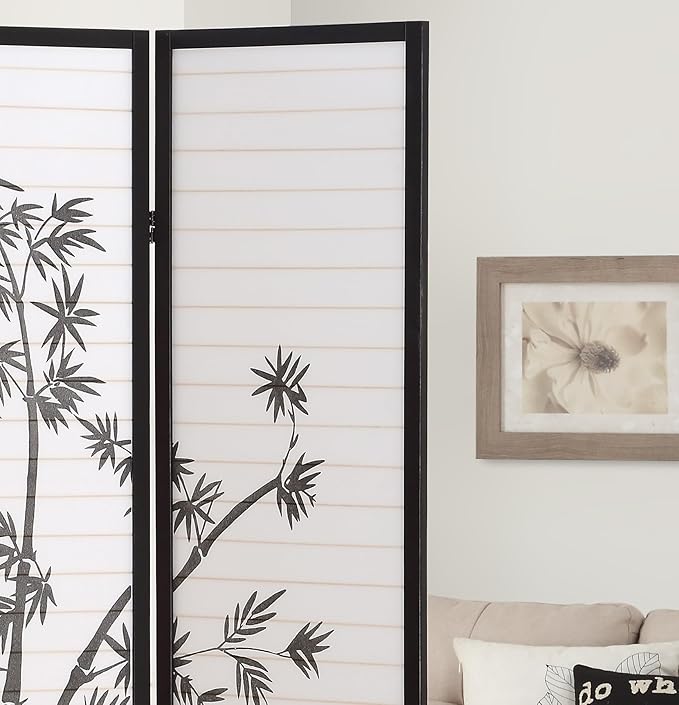 NicBex Room Divider 3 Panel Room Dividers with Oriental Style Partition Room Dividers and Folding Privacy Screens Wall Divider for Home, Office, Room Separation,72" W x 1" D x 72" H, Black-DeskLoop Office