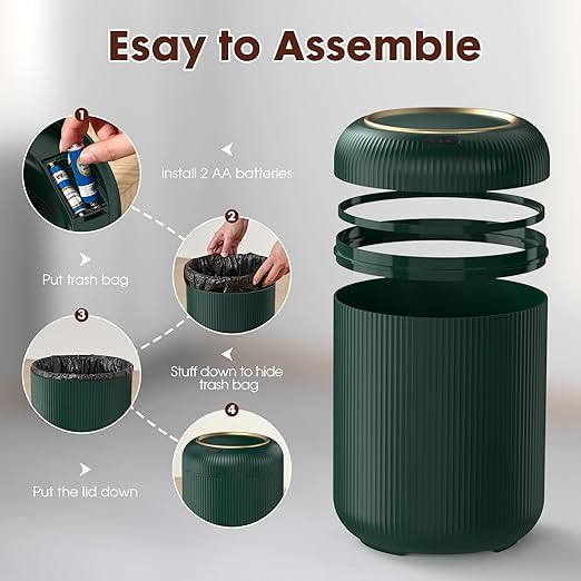 Procade Automatic Motion Sensor Bathroom Trash Can with Lid, 3 Gallon Touchless Trash Bin, Smart Plastic Garbage Can Small Green Wastebasket for Toilet, Office, rv, Bedroom, Living Room-DeskLoop Office