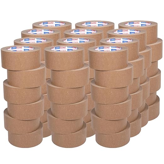 ADHES Heavy Duty Kraft Paper Tape Eco Friendly Packing Tape Writable Non-Coated Surface for Masking, Sealing, and Packaging Use,2” x 43 Yards,72Rolls-DeskLoop Office