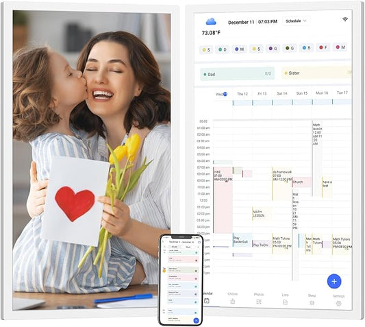Digital Calendar Chore-Chart for-Family-Meal Planner - 27 inch Touchscreen Interactive Display Smart Calendar for Family To Do List, Dual-WiFi, Auto-Sync Google iCloud Outlook Calendars, Wall Mounted-DeskLoop Office