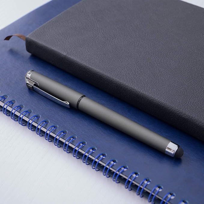 MiSiBao 0.7mm Black Ink Gel Ink Rollerball Pens 2 in 1 Medium Point Pens with Stylus Work Pen Smooth Writing for Office Black gel pen (Dark Grey-18pack)-DeskLoop Office