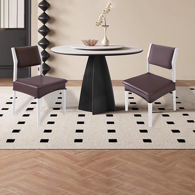 CWK Waterproof PU Leather Dining Chair Covers Set of 4-Stretchable Chair Seat Slipcovers, Removable & Washable Protector for Dining Room,Home,Office,Wedding,Rear Covers (PU-Coffee)-DeskLoop Office