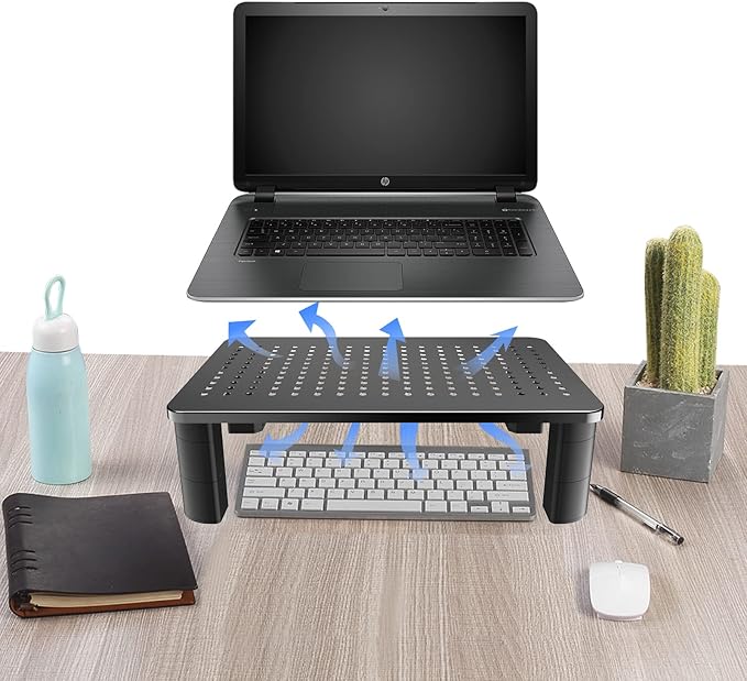 Pholiten Monitor Stand Riser 3 Height Adjustable, Desk Organizer for Monitor with Airflow Vents, Laptop Stand for Desk, Up to 44lbs-DeskLoop Office