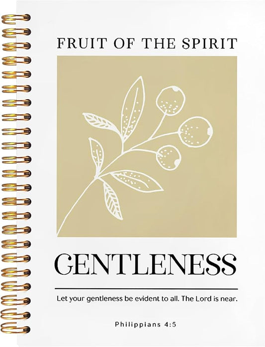 BearCake Fruit of the Spirit Gentleness Christian Notebook Journal, Christian Gifts for Women, Bible Notebooks for Note Taking, Bible Journaling Notebook, Hardcover Spiral Notebook 5.5x8.3-DeskLoop Office