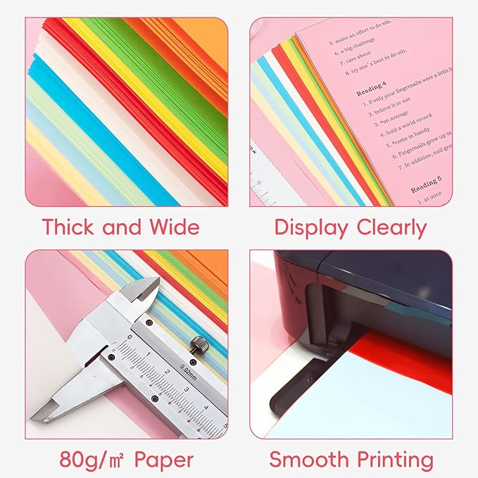 M&G 100 Sheets Colored Copy Printing Paper Assorted Colors, 8.3 X 11.7 in Construction Paper for Card Making Scrapbooking Kids School Office DIY Craft-DeskLoop Office