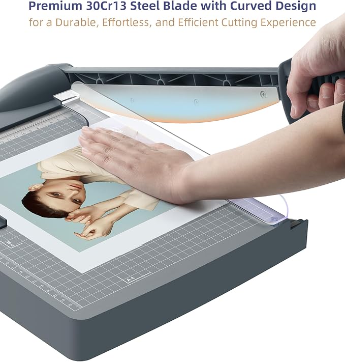 Firbon 12" Guillotine Paper Cutter, Heavy Duty 30-Sheet Capacity Trimmer for Cardstock, Photos, Scrapbooking, Office, Classroom, Studio (Gray)-DeskLoop Office