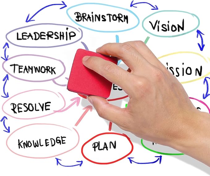 Dry Erase Erasers, 48 Pack Magnetic Whiteboard & Chalkboard Cleansers, Small Magnetic Erasers (Red)-DeskLoop Office