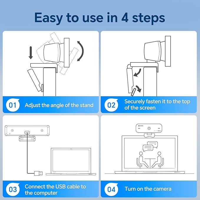 N newline 4K Webcam for PC, 4K UHD USB Webcam with Microphone, New Upgraded Auto Focus, Low Distortion, Privacy Cover, PC Camera for Zoom, Skype, Teams, Laptop, Conferencing, Calling, NewEye 60s-DeskLoop Office