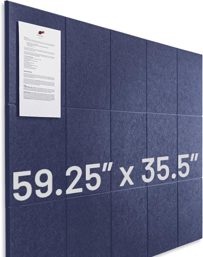 Large Cork Board Alternative | 15 Pack | Sizing Up to 59βx36β, Felt Wall Tiles, Office Wall Decor, Large Cork Boards for Walls, Corkboard, Cork Board for Office, Pin Board, Blue-DeskLoop Office