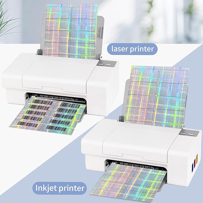 STARLIBOO Shipping Labels Stickers, 2"×4" Printable Holographic Mailing Labels for Laser/Inkjet Printing, Permanent Adhesive Sticker (Holographic Shiny)-DeskLoop Office