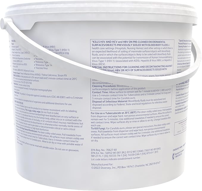Oxivir Diversey Tb 5627427 Ready-to-Use Disinfectant Cleaning Wipes, Accelerated Hydrogen Peroxide, 11x12-Inch Extra Large Sheets, 160-Wipes, 1-Bucket-DeskLoop Office