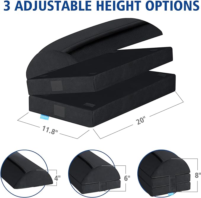 KAYFIA Foot Rest for Under Desk at Work XXL(20in) with 3 Adjustable Heights,Foot Stool with Supportive Gel Foam, Warmer Feet Pocket Footrest for Office Gaming Chair, for Leg Support -Black-DeskLoop Office