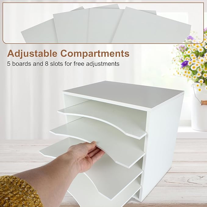 Paper Organzier Wood Desktop Organizer Storage Letter Tray File Sorter with Adjustable Shelves for Home Office-DeskLoop Office