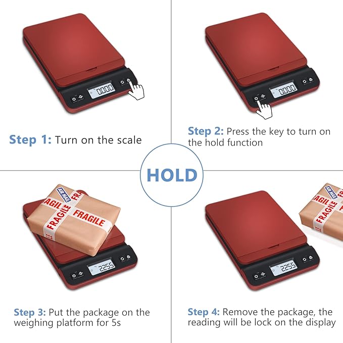 QP Shipping Scale, 86lb/0.1oz Digital Scale for Packages, Postal Scale with Hold/Tare Function, Back-lit LCD Display, Flip-up Holder, Shipping Scale for Small Business, Battery & Tape Measure Included-DeskLoop Office
