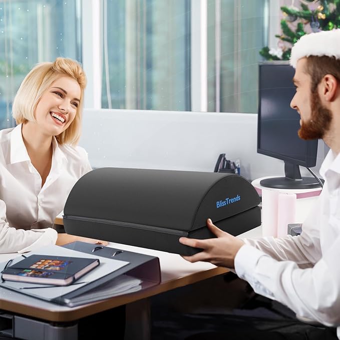 BlissTrends Foot Rest for Under Desk at Work-Versatile Foot Stool with Washable Cover-Comfortable Footrest with 2 Adjustable Heights for Car,Home and Office to Relieve Back,Lumbar,Knee Pain-Gray-DeskLoop Office