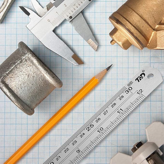 ZZTX Ruler Metal Straight Edge Stainless Steel Ruler 16 Inch Ruler Set Rulers - Image 7