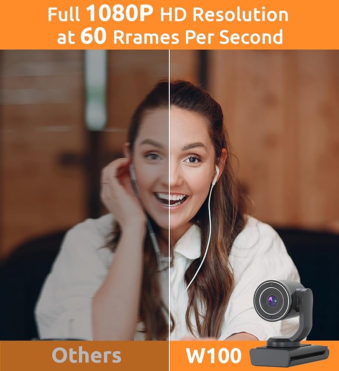 TOUCAN 1080P Webcam with Microphone,FHD Streaming Camera with 1080P/60fps,Privacy Protection Plug Play Ultra Compact Web Cam w/ 89°View for Computer/Meeting/Online Classes/Zoom/YouTube-DeskLoop Office