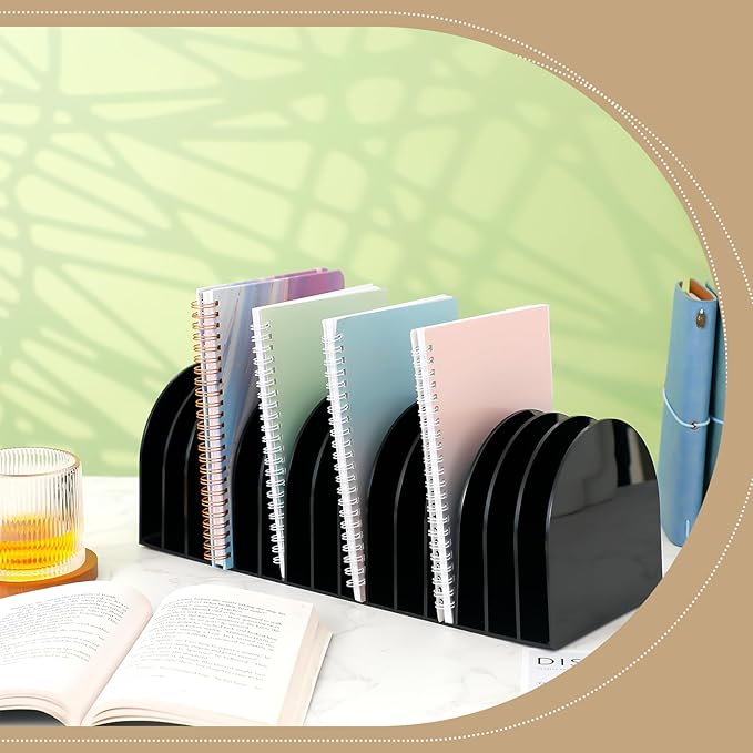 Ctosree Acrylic File Organizer for Desk Vertical 15 Compartments File Sorter Mail Organizer Desktop Countertop Folder Stand Racks for Office Home School Desk(Arch,Black)-DeskLoop Office