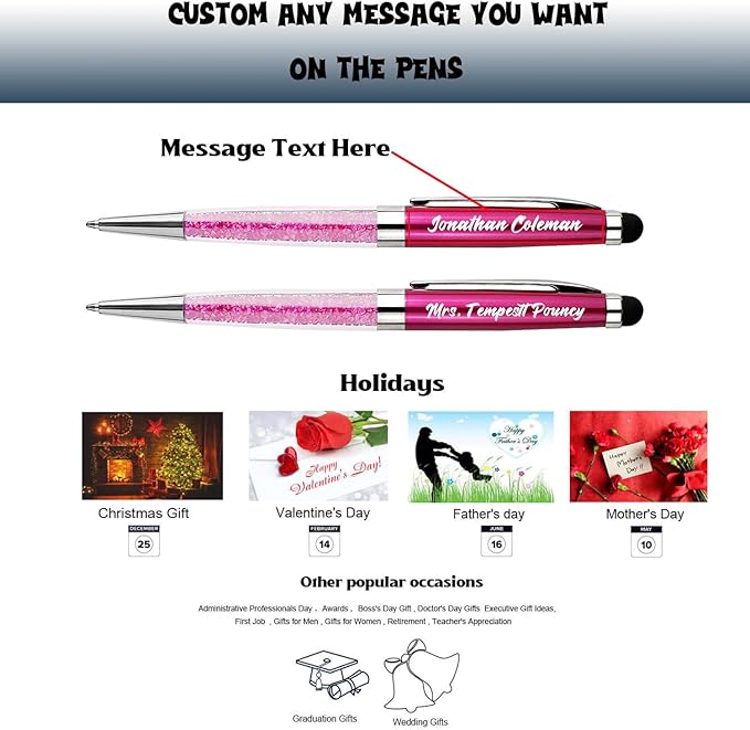 Personalized Custom Pens with Name Engraved Logo Text Pen, Customized Smooth Writing Pens Personalization Gift for Men Women Wedding Office Business Promotion, 12pcs/Pack-DeskLoop Office