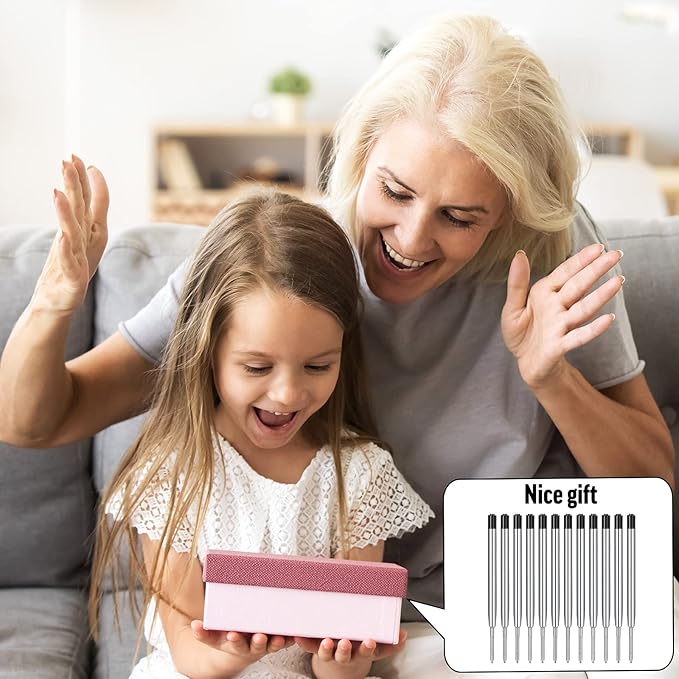 12 Pieces Pen Refills Black Ink 1.0mm Medium Point Metal Ballpoint Refill Smooth Writing Pen Refills Replacement Refills for Retractable Ballpoint Pen School Office Supplies (Black)-DeskLoop Office