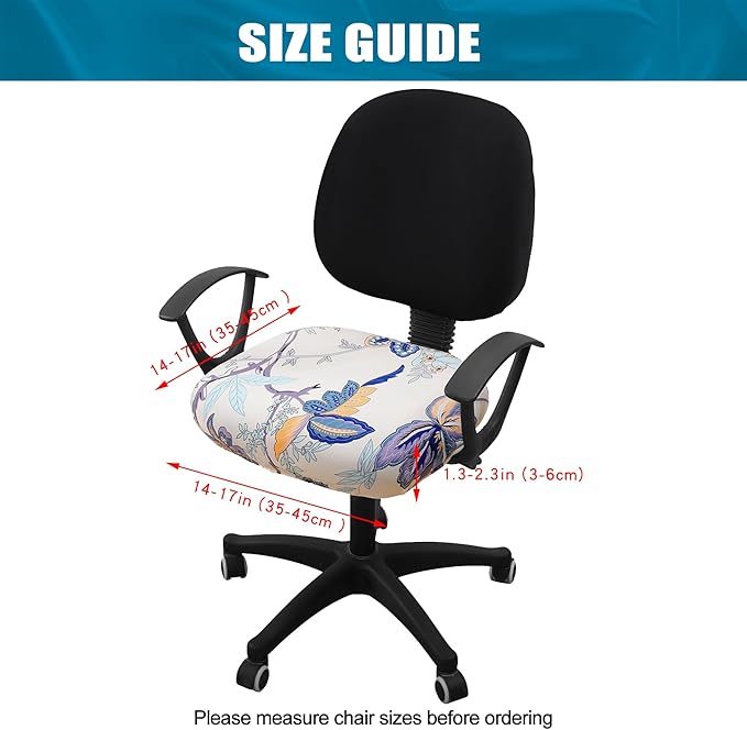 Smiry Printed Office Computer Chair Seat Covers, Stretch Fit Universal Desk Rotating Chair Cover Washable Removable Seat Cushion Protectors - Beige-DeskLoop Office