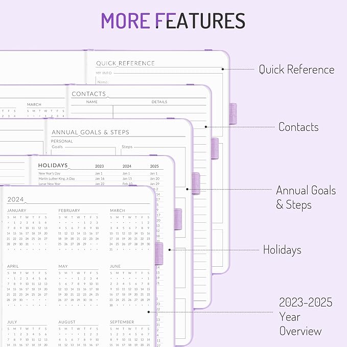 Undated Weekly Planner for 2025, Forvencer Simplified Daily & Weekly & Monthly Calendar Planner, Cute Daily Organizer Notebook, Agenda Journal to Track Goals & Tasks, Start Anytime, A5 Size, Purple-DeskLoop Office