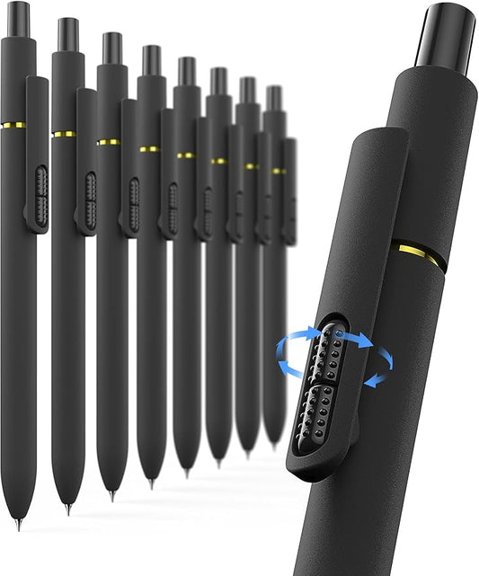 8 Pcs Gel Pens - 0.7mm Fine Point Smooth Writing Black Ink, Quick-Dry Long Lasting Fidge Pens, School & Office Supplies for Men Women (8 Count, Black Ink)-DeskLoop Office