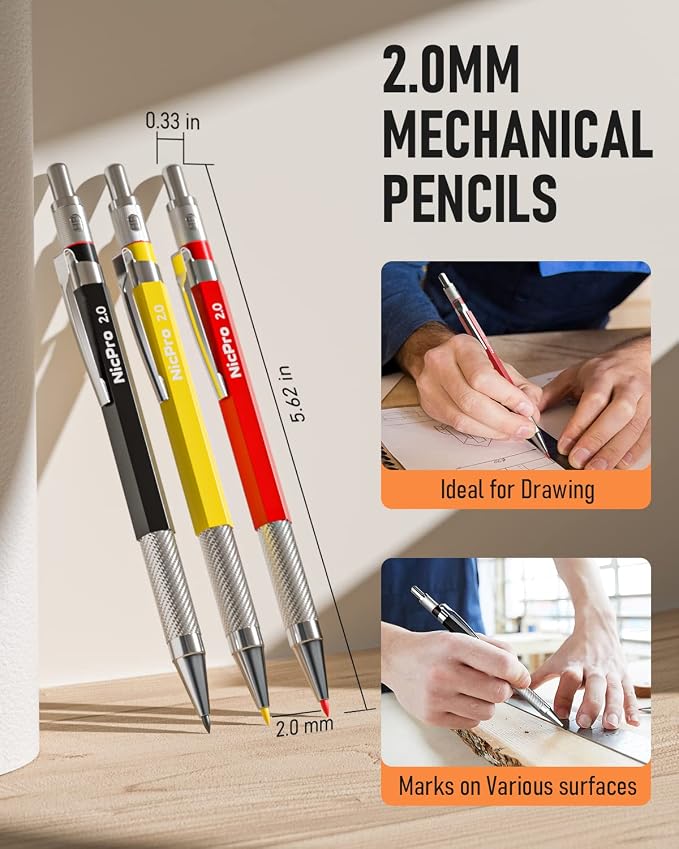 Nicpro 16 Pack Mechanical Carpenter Pencil Set - Image 8