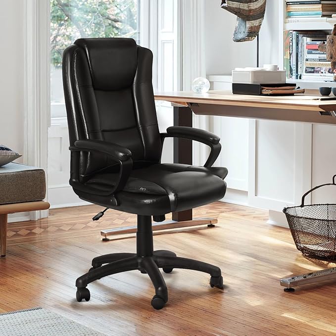 OFIKA Home Office Chair, 400LBS Big and Tall Computer Chair Heavy Duty Design, Ergonomic High Back Cushion Lumbar Back Support, Adjustable Executive Leather with Armrest-DeskLoop Office