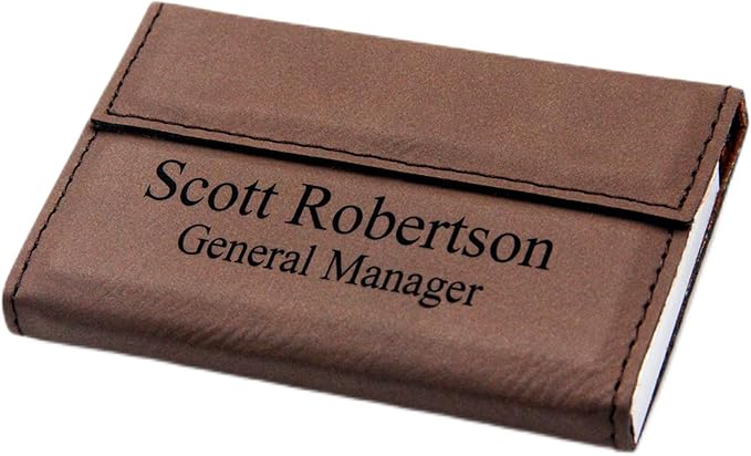 Personalized Dark Brown Leatherette Business Card Holder-DeskLoop Office