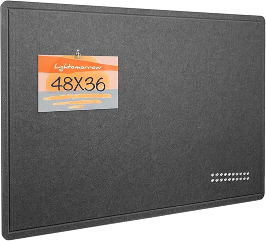 Large Bulletin Board - 48 x 36 Inches, Decorative Felt Pin Board for Wall - 4' x 3' Foldable Photo Display Board with Self-Adhesive Tape, Includes 20 Push Pins - Dark Gray-DeskLoop Office