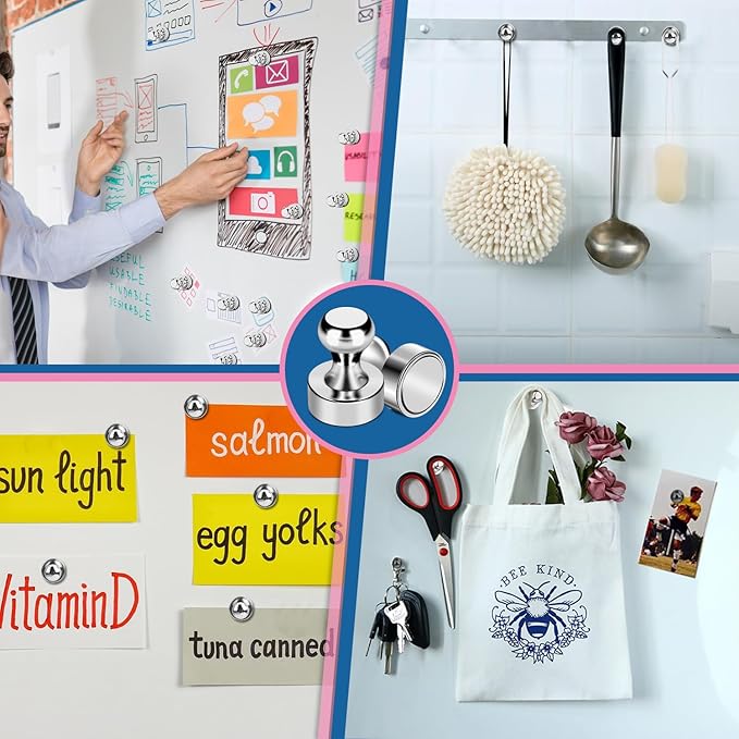 LOVIMAG Refrigerator Magnets, 28Pcs Strong Fridge Magnets for Refrigerator, Small Neodymium Magnets for Whiteboard, Metal Push Pin Magnets for Kitchen, Office, School, Locker, Map Decorative-DeskLoop Office