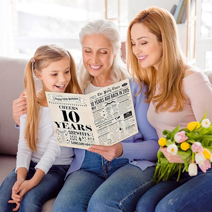 10th Birthday Card, 10th Birthday Decorations for Girl Boys, 10th Birthday Gifts for Daughter Son, Back in 2015 Birthday Card