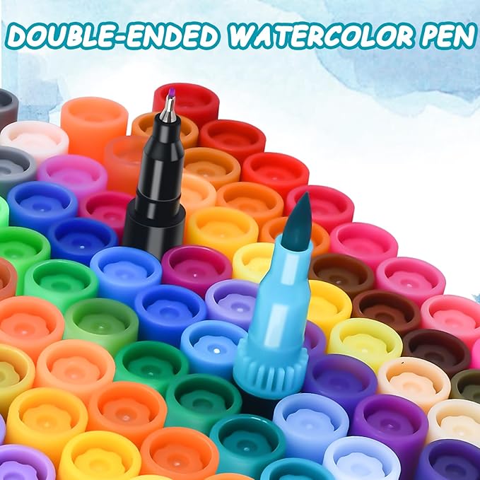 120 Colors Dual Markers Brush Pens, Art Markers Colored Pens for Adult Coloring Books, Brush and Fine Point Dual Tip Artist Colored Marker Set for Drawing Adult Coloring Hand Lettering-DeskLoop Office