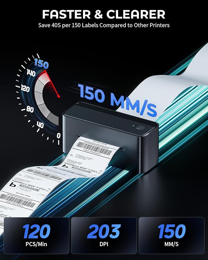 Phomemo 4x6 Shipping Label Printer - 241BT Bluetooth Thermal Label Printer Compatible with iOS&Android, Windows, Mac, Chrome OS, Wireless Thermal Printers for Small Business, Barcode, Packages - Black-DeskLoop Office