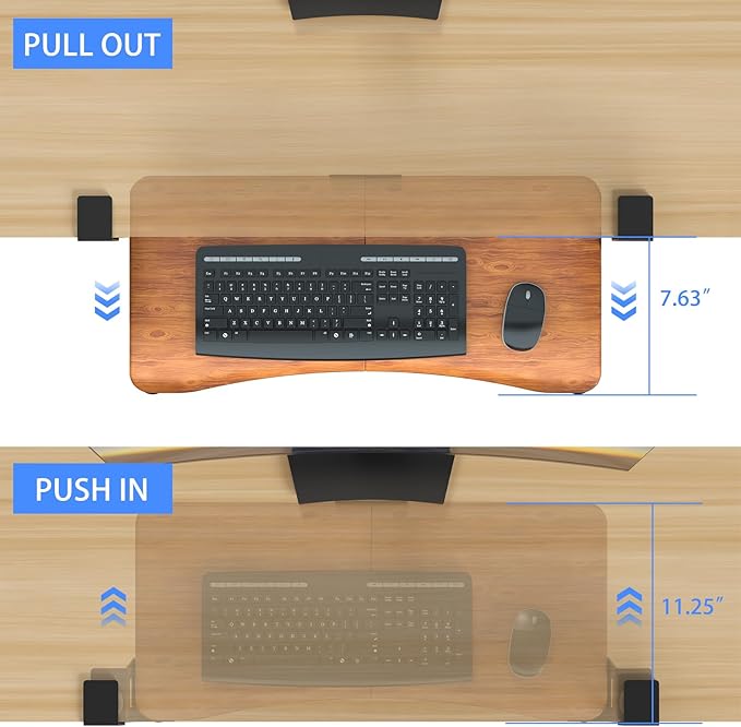 suptek Keyboard Tray Under Desk Pull Out with C Clamp Mount, Computer Keyboard & Mouse Tray, 25.6 (30 Including Clamps) x 11.8 inch Slide-Out Platform Computer Drawer for Typing, Dark Wood, DSF1SM-DeskLoop Office