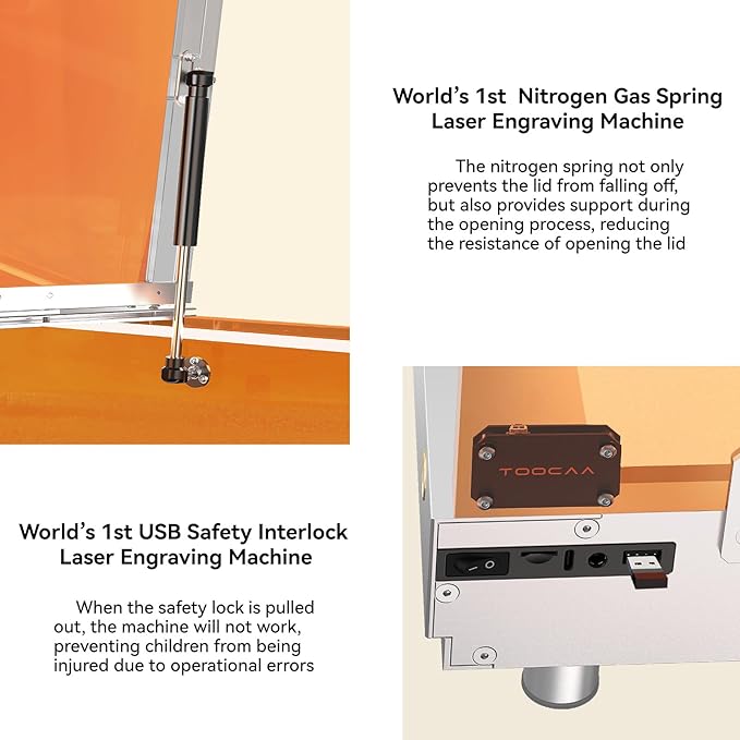 TOOCAA 20W Laser Engraver with Air Assist, No-Charge Software, Laser Cutter and Engraver Machine with Enclosure,Status Atmosphere Light for Tumblers Wood Metal Acrylic-DeskLoop Office