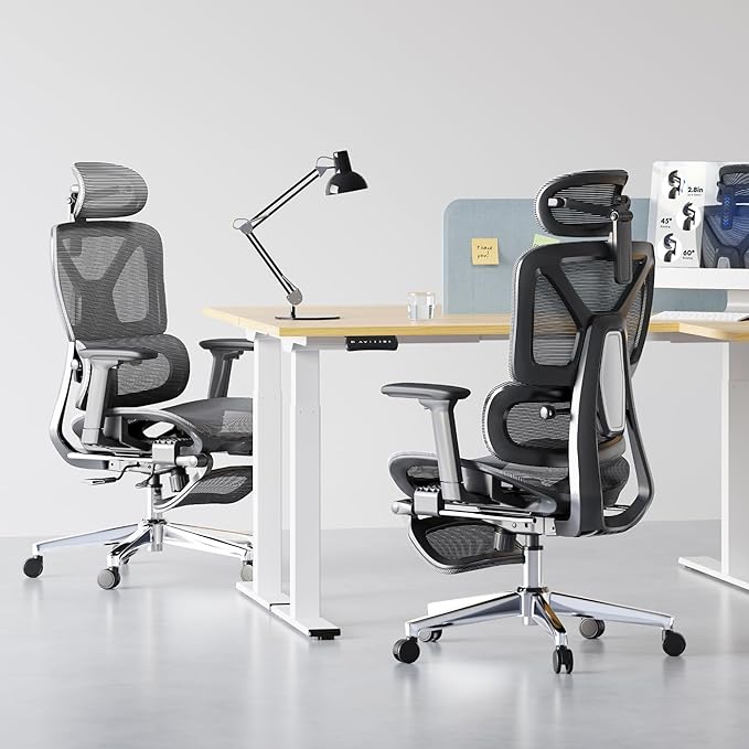 FLEXISPOT ErgoX Premium Ergonomic Office Chair with Footrest- Adjustable 3D Armrests, Dynamic Lumbar Support, Recline & Tilt Function, Mesh Seat, for Home & Office Use,Dark Grey-DeskLoop Office