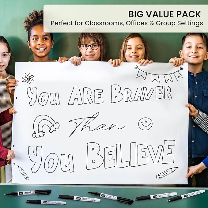 Permanent Markers Ultra Fine Tip, 96 Pack Black Quick-Drying and Fade-Resistant Permanent Markers Bulk Set for Writing and Drawing on Wood, Plastic, Metal, Glass, Ideal for Office School Supplies-DeskLoop Office