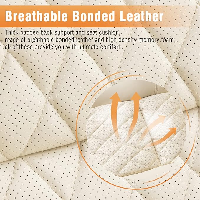 EZAKI High Back Office Chair-Flip-up Arms Executive Computer Desk Chair, Built-in Lumbar Support Thick Padded Adjustable Rock Tension Ergonomic Design for Back Pain (Beige)-DeskLoop Office