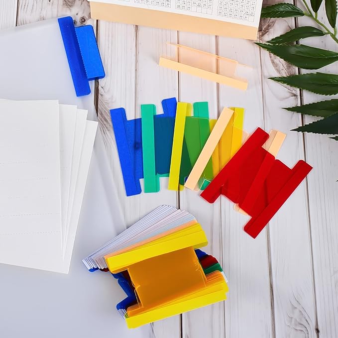 Gueevin 2 Inch Insertable Self Adhesive Tabs with Printable Inserts Clear Index Tabs Self Adhesive Colored Page Marker Repositionable Tag for Bible Divider Notebook File Folder Book Binder(100 Pieces)-DeskLoop Office