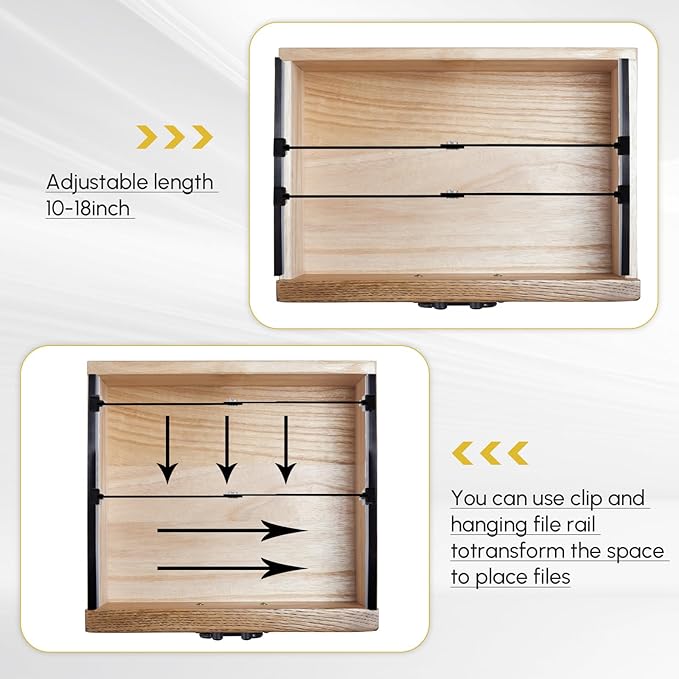 12 Pcs Metal Adjustable File Cabinet Rails Set Include 8 Hanging File Rail Clips 4 Cabinet Dividers Bars Suitable for Cabinets with Drawer Thickness Less Than 1/8 Inch(Black,10-18 Inch)-DeskLoop Office