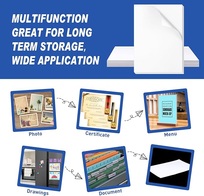 100 Pcs Printer Paper 11 x 17 Inch Copy Paper 52 lb Glossy Paper Heavy Weight Cardstock Tabloid Paper Heavy Card Stock for Presentation Laser Back to School Office Supplies(White)-DeskLoop Office