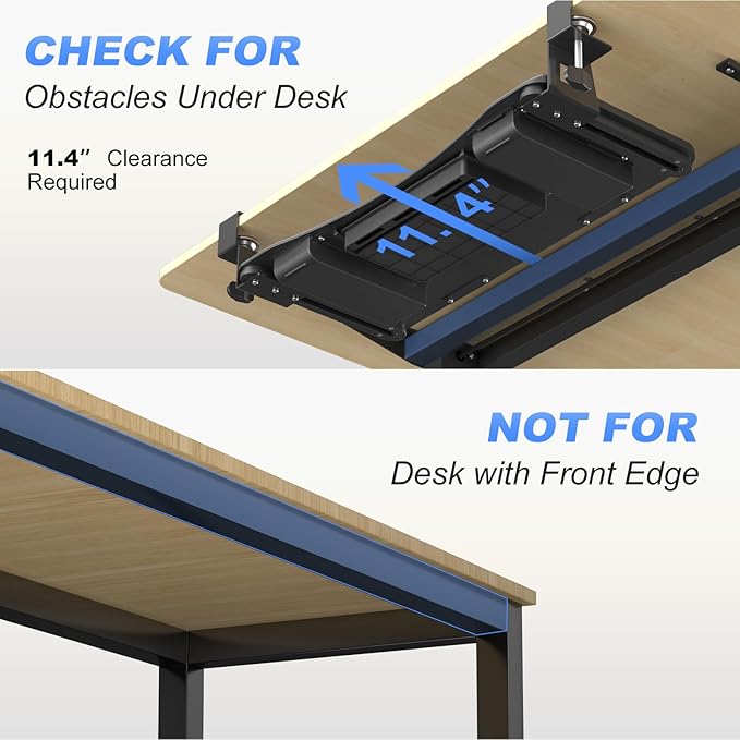 suptek Under Desk Keyboard Tray with Storage Drawer – 26.7" x 11.8" Large Workspace, Heavy-Duty C-Clamp Mount, Adjustable Height, Easy Installation – Perfect for Home Office, DSF6CT-DeskLoop Office